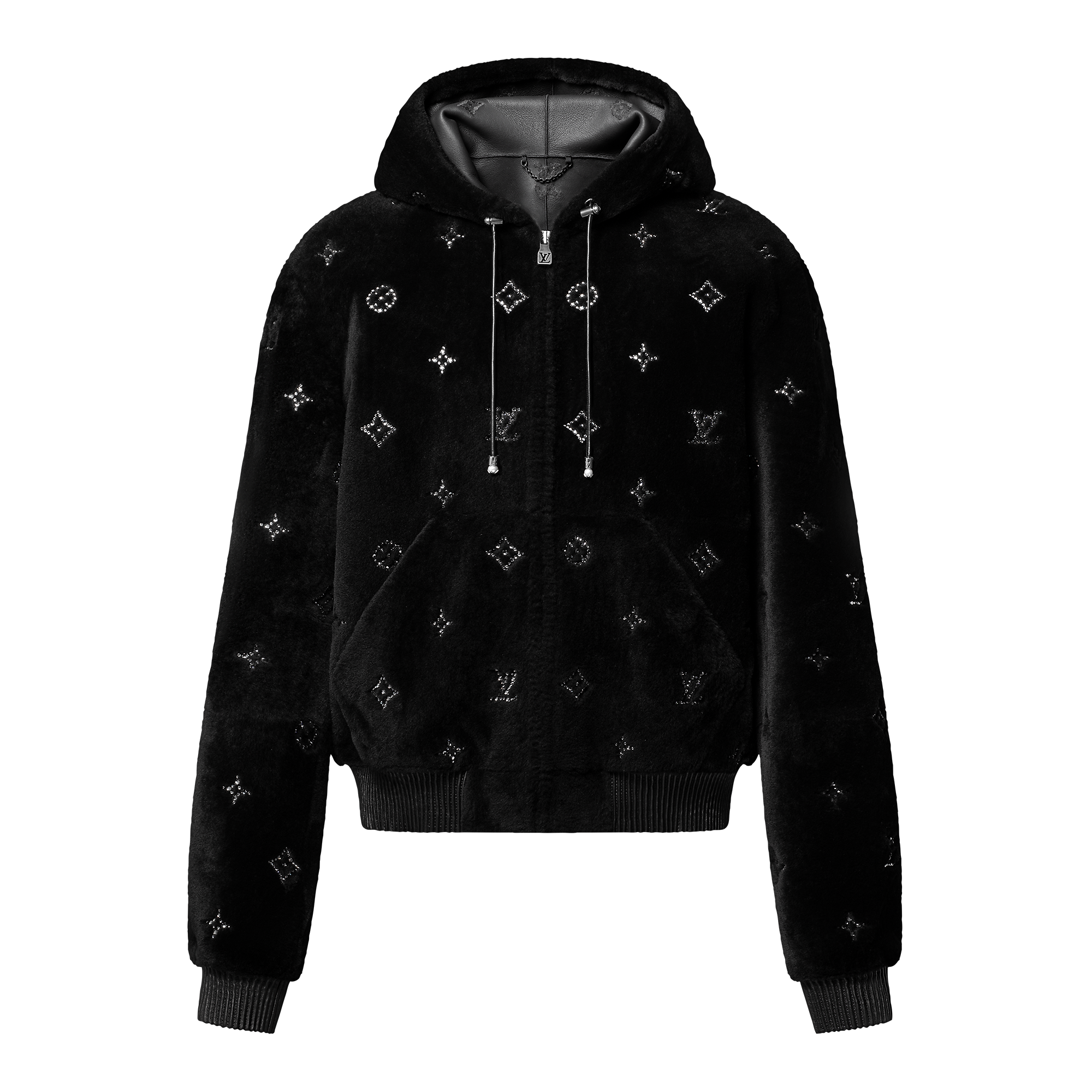 Shop LOUIS VUITTON Shearling Embossed Monogram Jacket at Beverly